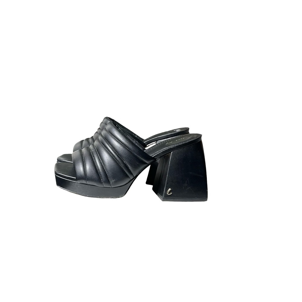 Circus NY by Sam Edelman Black Quilted Puffer Platform Mules Block Heel Size 7